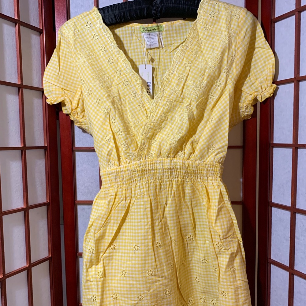 Yellow Gighem Embroidered Cotton Tunic, 1X